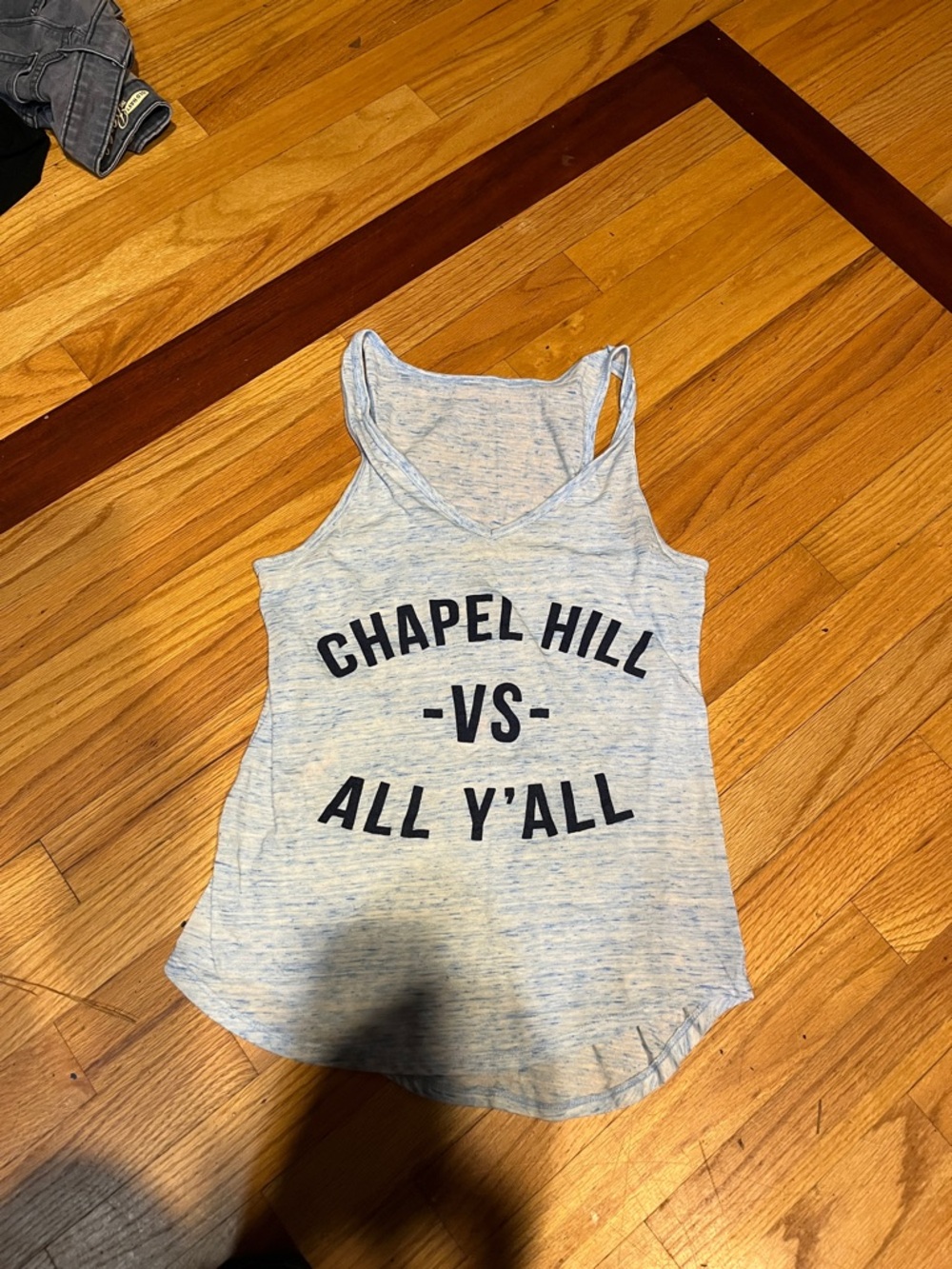 Chapel Hill Graphic Racerback Tank - Heather Light Blue
